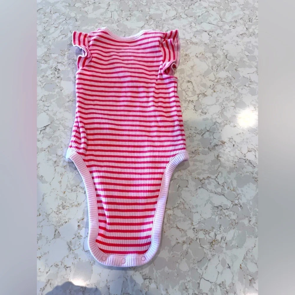 12-18M GAP Pink and White Striped Bodysuit